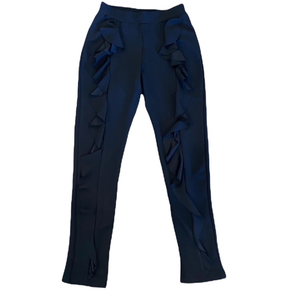NWOT Zara Black Ruffle Front Skinny Pants - Picture 3 of 11